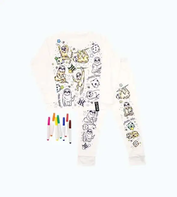 Product Image of the Color-In Sleepy Sloth Pajamas