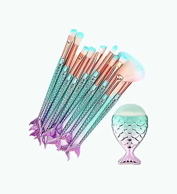 Product Image of the Colorful Mermaid Makeup Brushes 11 Pieces