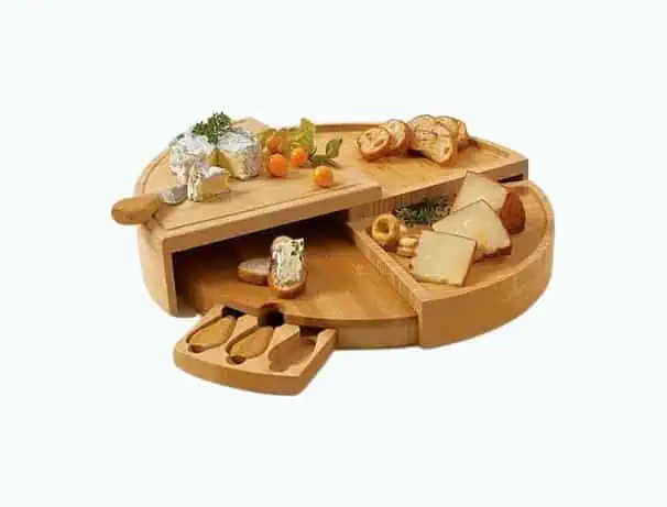 Product Image of the Compact Swivel Cheese Board with Knives