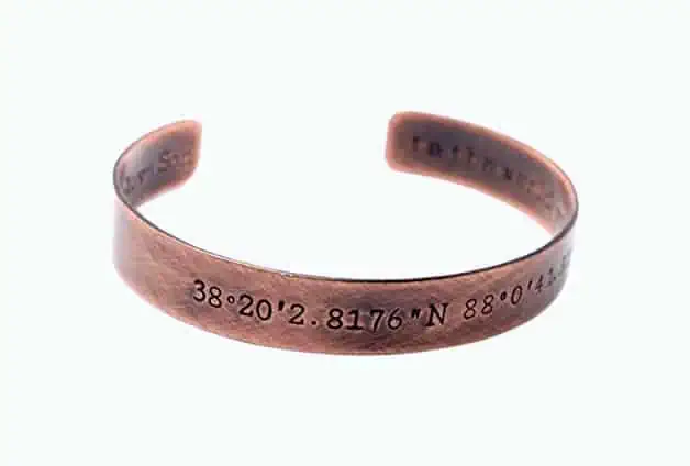 Product Image of the Coordinates Copper Cuff Bracelet