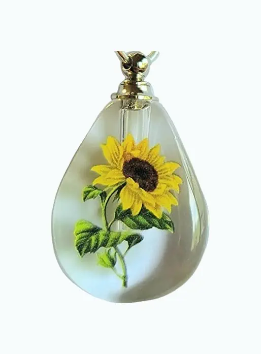 Product Image of the Cremation Urn Sunflower Necklace