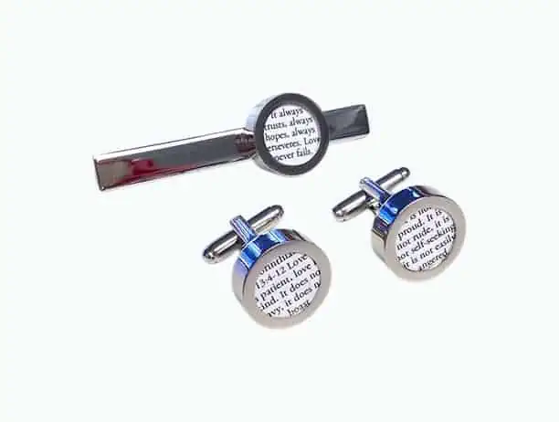 Product Image of the Customizable Bible Verse Cufflinks