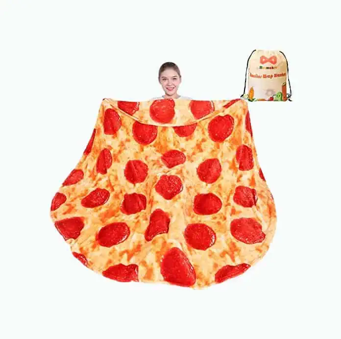 Product Image of the Double-Sided Pepperoni Pizza Blanket