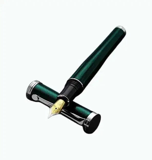 Product Image of the Emerald F-2 Diamond-Cut Finish Serialized Fine Fountain Pen