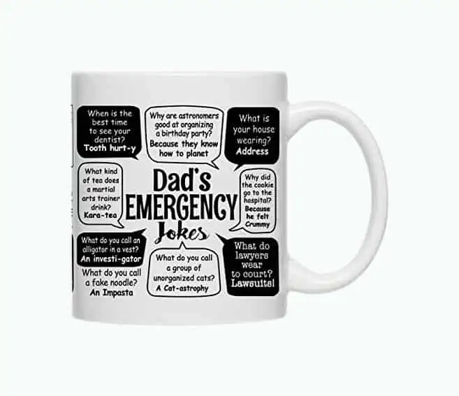 Product Image of the Emergency Dad Jokes Coffee Mug