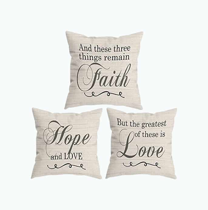 Product Image of the Faith Hope Love Throw Pillow Covers
