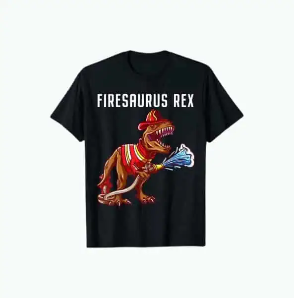 Product Image of the Firefighter T Rex Dinosaur T-Shirt