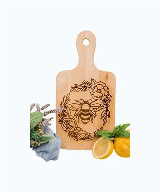 Product Image of the Floral Honey Bee Cutting Board