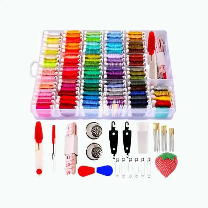 Product Image of the Friendship Bracelet String Kit - 276 Pieces Embroidery Floss and Accessories