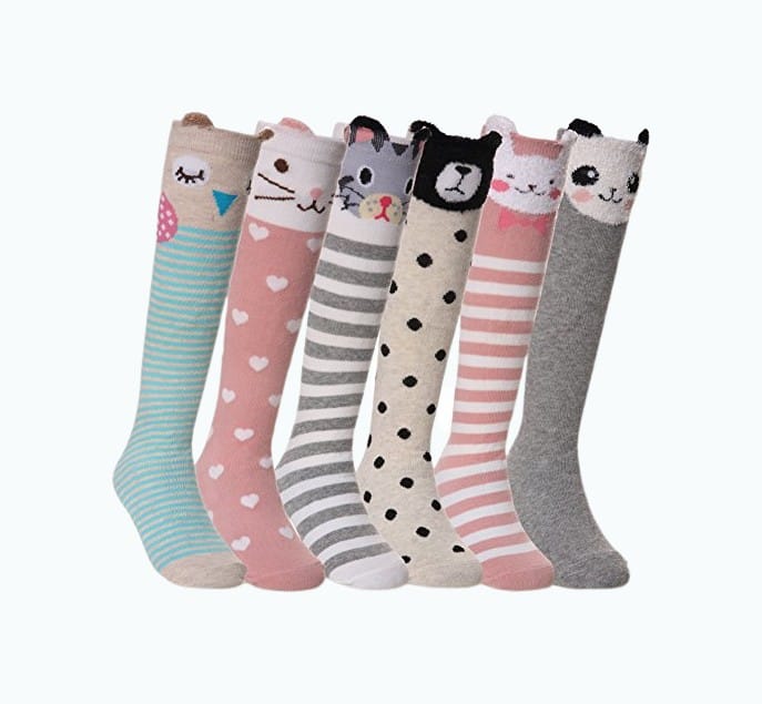 Product Image of the Girls Cartoon Animal Knee Socks