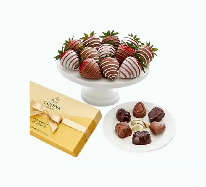 Product Image of the Godiva 8pc Ballotin & Drizzled Strawberries