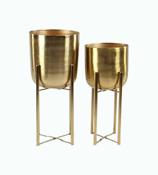 Product Image of the Gold Metal Planters With Gold Stands