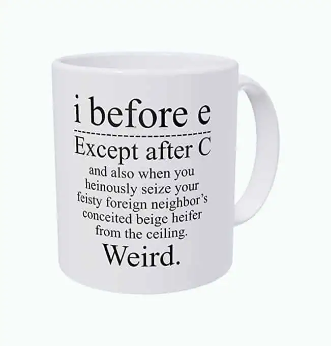 Product Image of the Grammar I Before E Mug