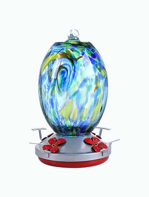Product Image of the Hand Blown Glass Hummingbird Feeder