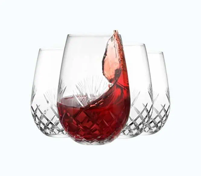 Product Image of the Hand-Cut Stemless Wine Glasses