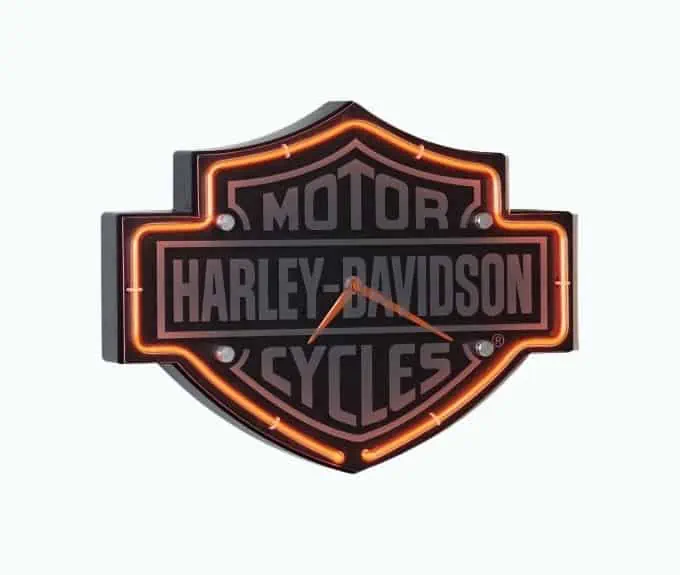 Product Image of the Harley-Davidson Etched Bar & Shield Shaped Neon Clock