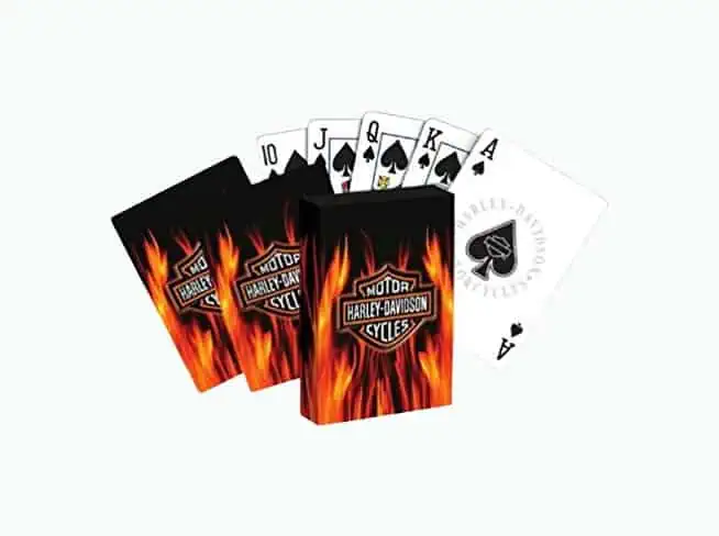 Product Image of the Harley-Davidson Flaming Bar & Shield Standard Playing Cards