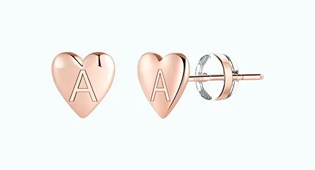 Product Image of the Heart Initial Stud Earrings