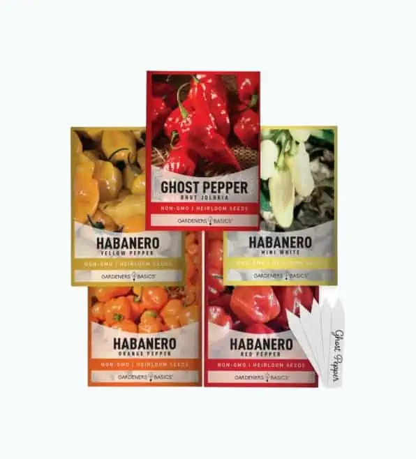 Product Image of the Hot Pepper Seeds For Planting Ghost Habanero - 5 Varieties Pack 