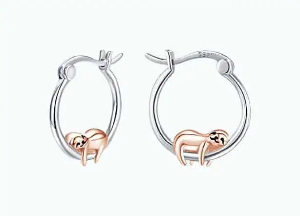 Product Image of the Hypoallergenic Sloth Huggie Hoop Earrings