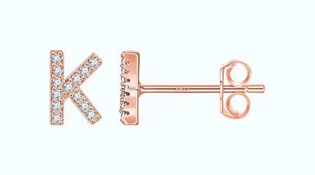 Product Image of the Initial Stud Earrings for Girls - 14K Rose Gold Plated