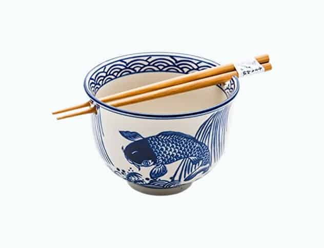 Product Image of the Japanese Ramen Udon Noodle Bowl with Chopsticks Gift Set