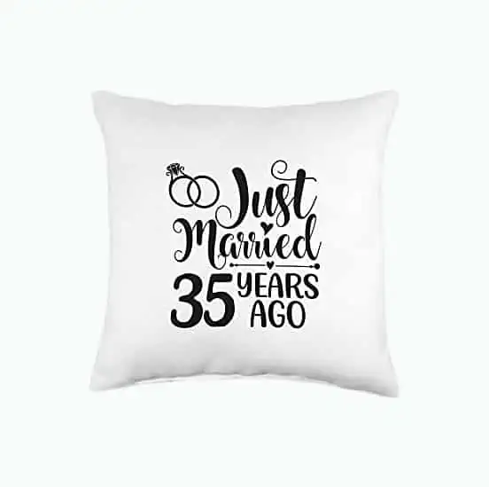 Product Image of the Just Married 35th Anniversary Pillow