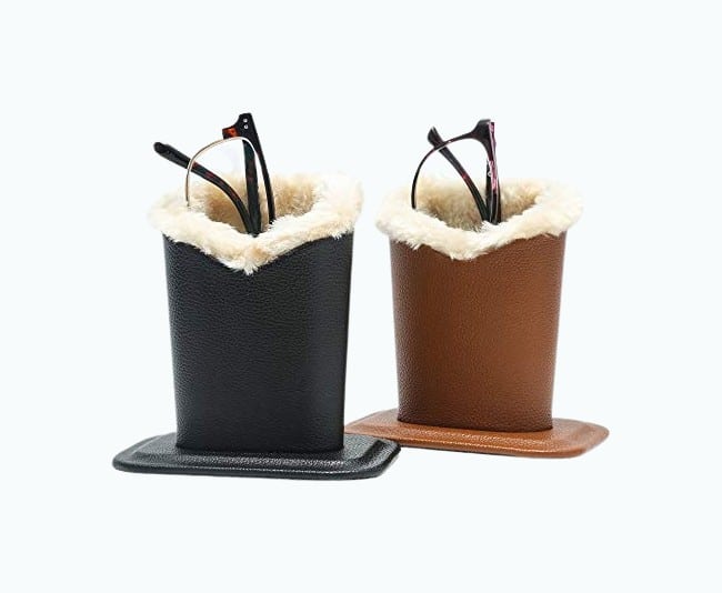Product Image of the Leather Eyeglass Holder Stands with Soft Plush Lining