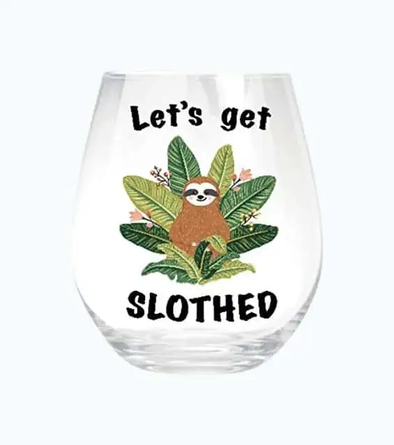 Product Image of the Let's Get Slothed Stemless Wine Glass