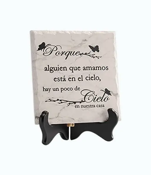 Product Image of the LukieJac in Loving Memory Ceramic Tile with Wooden Stand