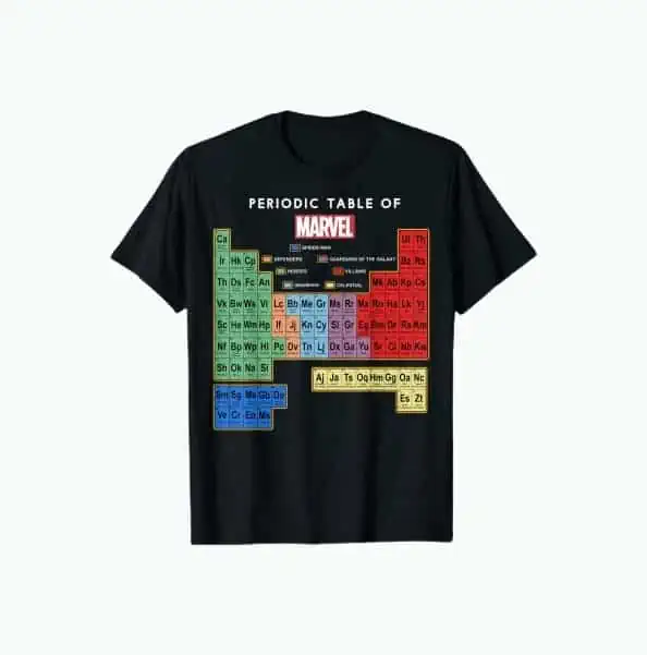 Product Image of the Marvel Periodic Table T-Shirt
