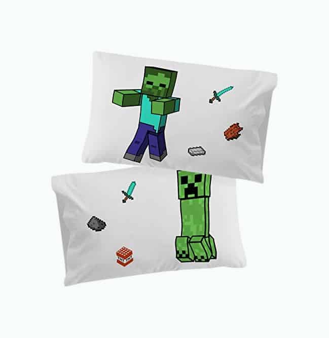 Product Image of the Minecraft Creeper & Zombie Pillow Cases