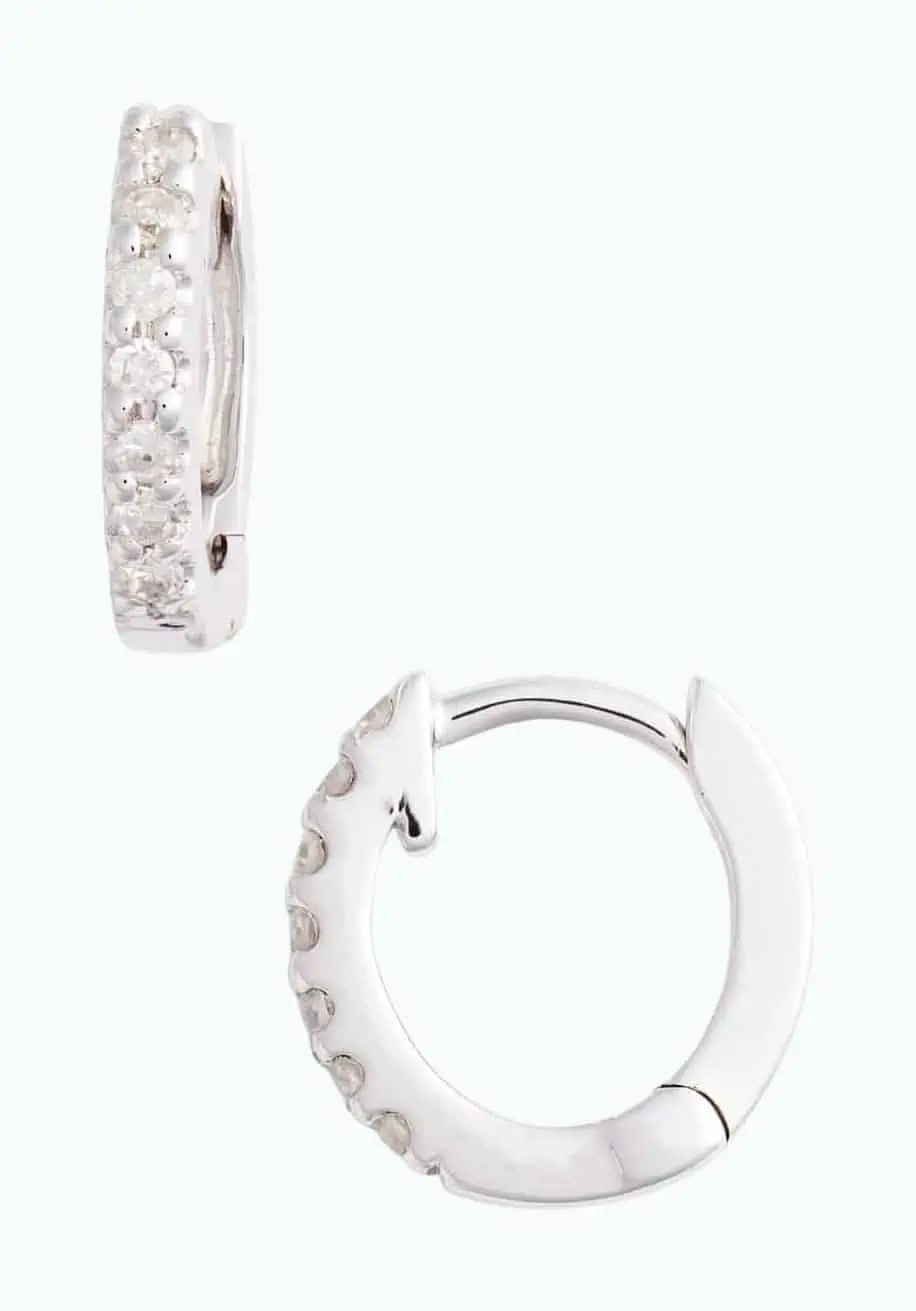 Product Image of the Mini Diamond Huggie Hoop Earrings
