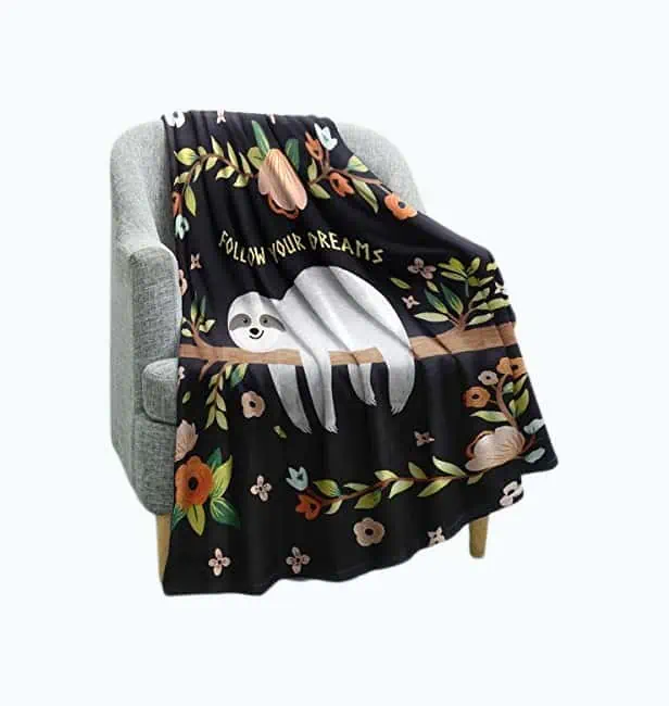 Product Image of the Motivational Sloth Print Throw Blanket