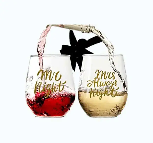 Product Image of the Mr Right & Mrs Always Right Wine Glasses