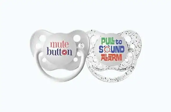 Product Image of the Mute Button Pacifier Set