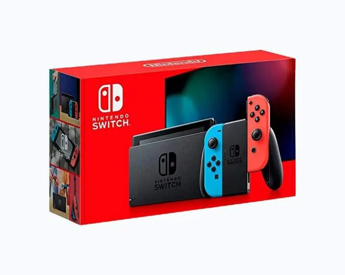 Product Image of the Nintendo Switch with Neon Blue and Neon Red Joy‑Con