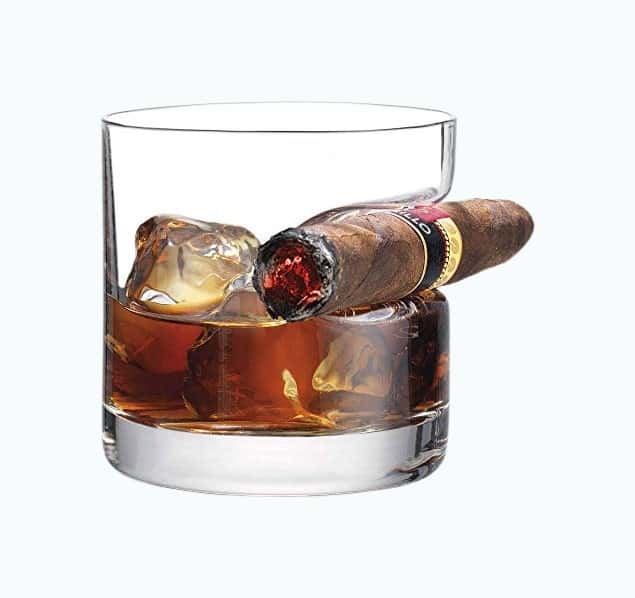 Product Image of the Old Fashioned Whiskey Glasses With Indented Cigar Rest