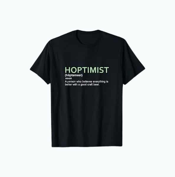 Product Image of the Original HOPTIMIST Short Sleeve Shirt for Craft Beer Lovers