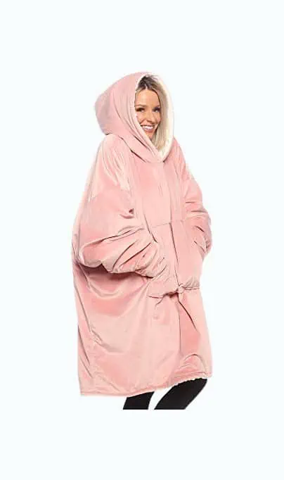 Product Image of the Oversized Microfiber & Sherpa Wearable Blanket
