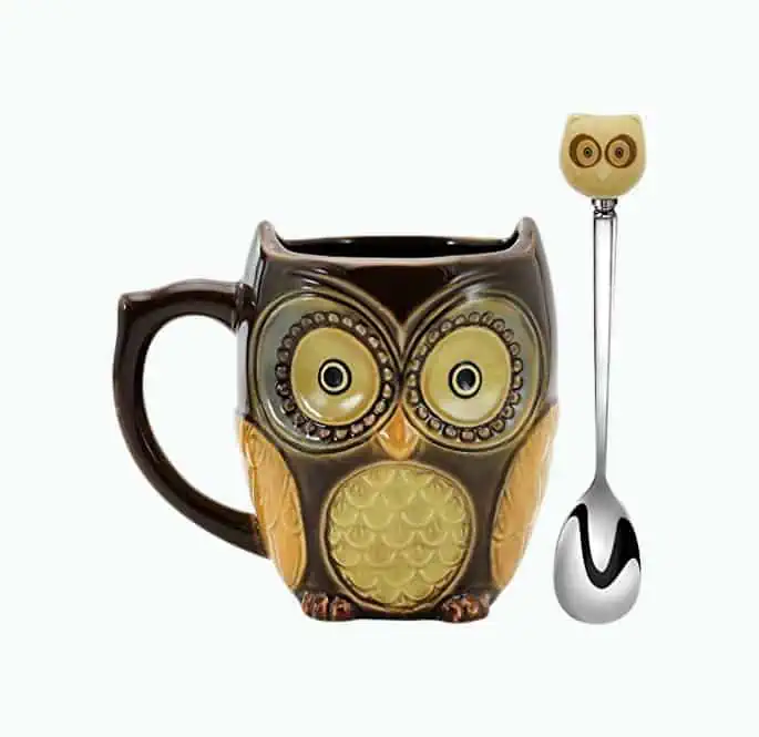 Product Image of the Owl Coffee Mug With Spoon