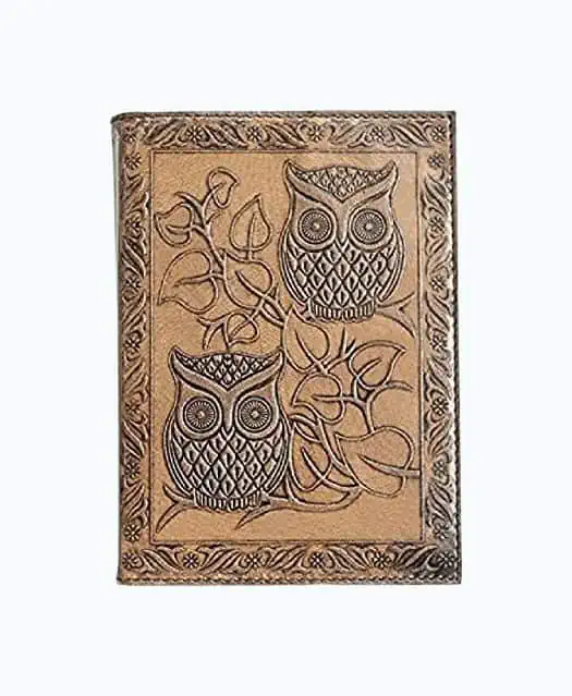 Product Image of the Owl Embossed Leather Journal