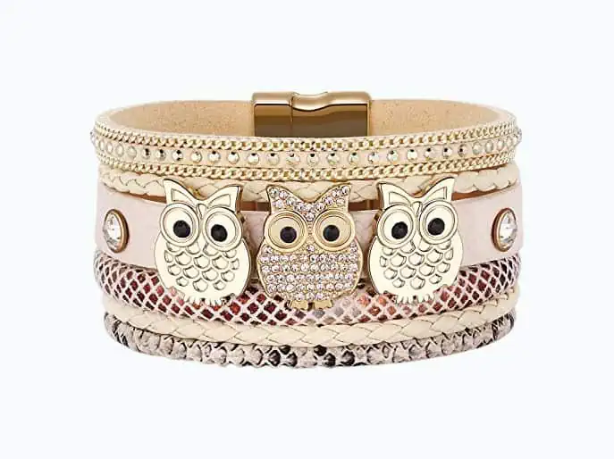 Product Image of the Owl Leather Bracelet