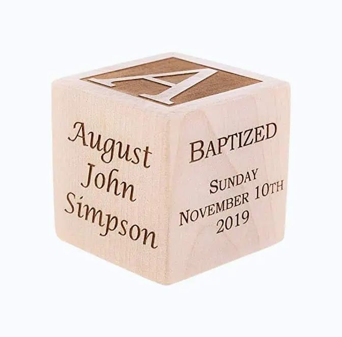 Product Image of the Personalized Baby Baptism Wood Block