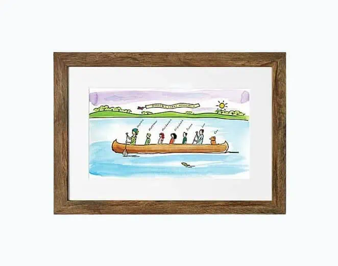 Product Image of the Personalized Family Canoe Art