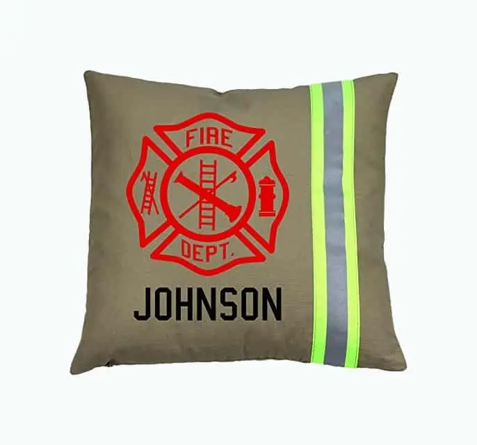 Product Image of the Personalized Firefighter Maltese Cross Throw Pillow