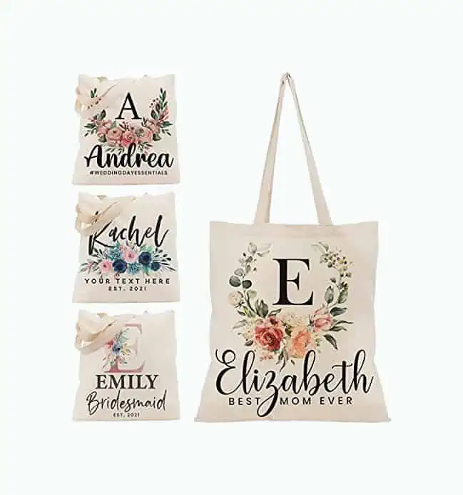 Product Image of the Personalized Floral Tote Bag