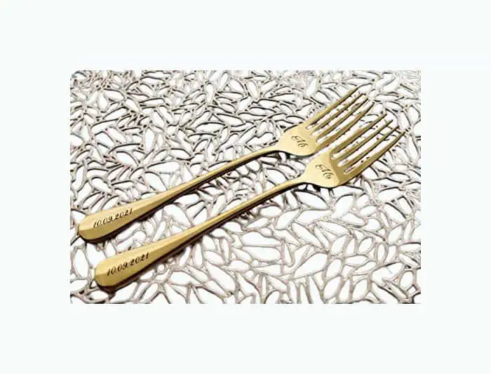 Product Image of the Personalized Gold Forks Set