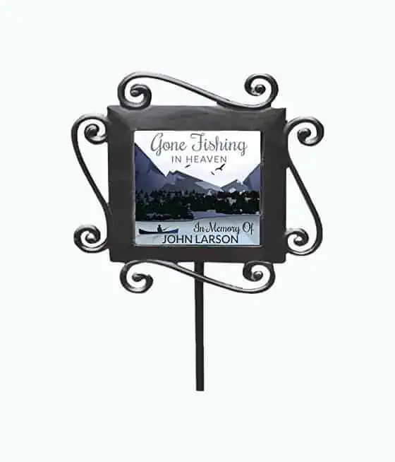 Product Image of the Personalized Gone Fishing in Heaven Garden Stake