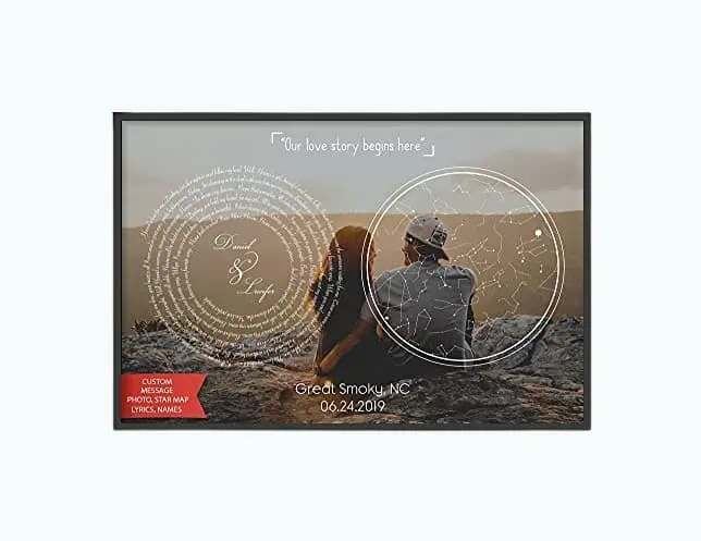 Product Image of the Personalized Love Lyrics and Star Map